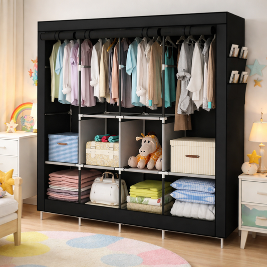 Armario de Tela Armario Ropero con Cubierta de Tela no Tejida 167 X 170 X 45 cm