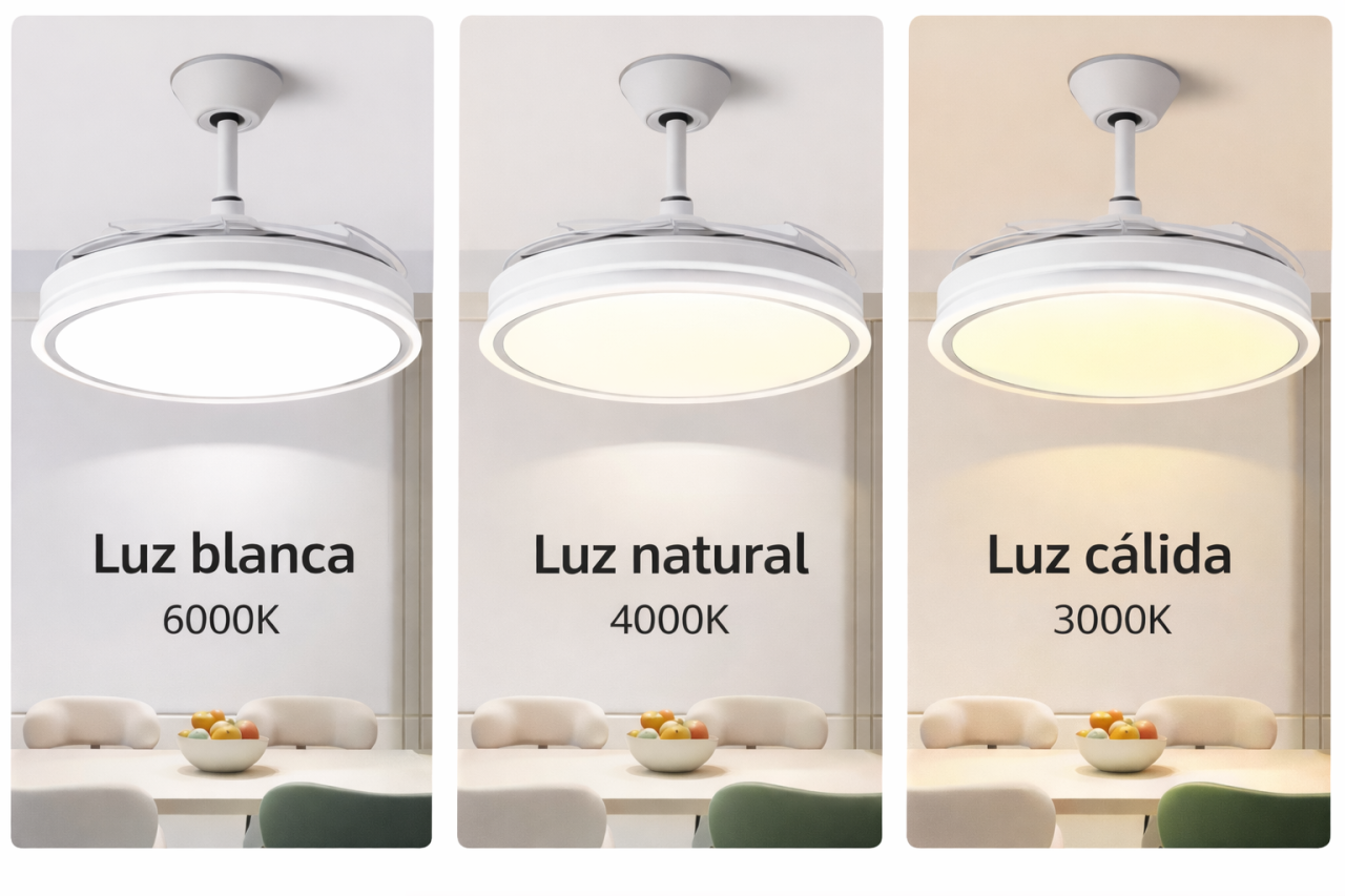 Ventilador de Techo LED Silencioso con Luz Regulable